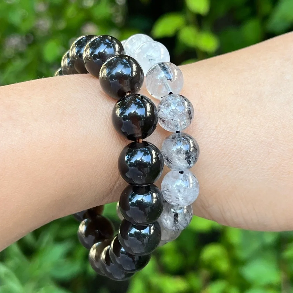 12mm stretchable ice‎ obsidian bracelet